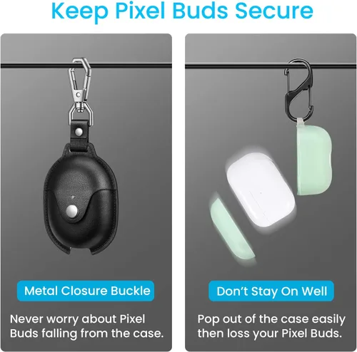 Vista 6 de Fintie Funda protectora para Google Pixel Buds Pro 2 (2024) / Google Pixel Buds Pro (2022), piel sintética de alta calidad, ajuste delgado, cierre