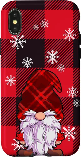 Vista 5 de Christmas Phone Case Red Buffalo Plaid Gnomes Snowflake Case for iPhone 17
