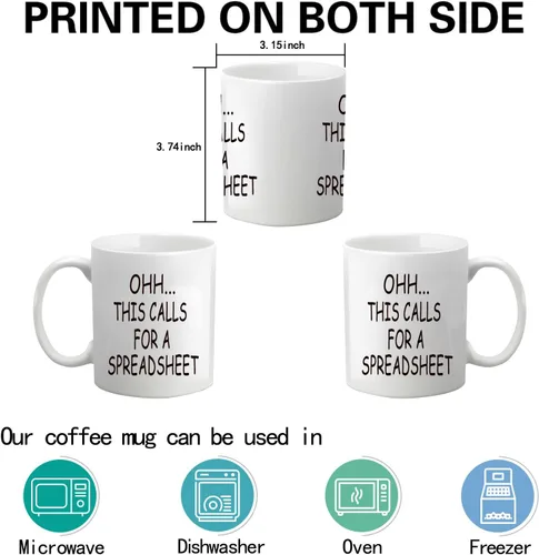 Vista 6 de WENSSY Accountant Gifts - Taza de hoja de cálculo, Oh This Calls For a Spreadsheet taza, regalo divertido para jefe de contabilidad CPA hombres