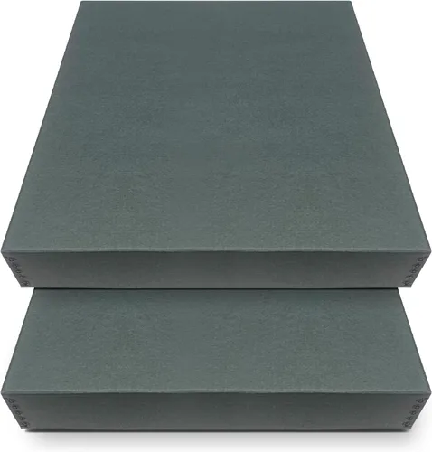 Vista 9 de Golden State Art, Caja de almacenamiento para archivos, Caja de almacenamiento de museo sin ácidos con tapa frontal y bordes de metal para guardar