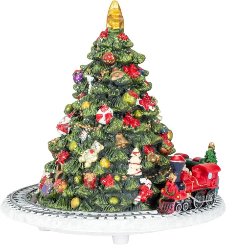 Vista 2 de Árbol de Navidad de 6 pulgadas con caja de música de tren giratorio