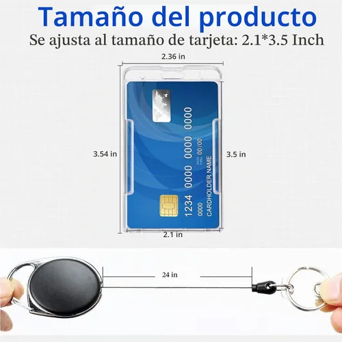 Vista 6 de Teskyer Paquete de 2 soportes retráctiles, carrete de tarjetas de identificación resistente con capacidad de carga de 6.7 onzas, soportes rígidos