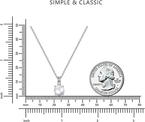 Vista 2 de Rnivida Collar con colgante de perla de plata de ley 925, collar de perlas solitario simple