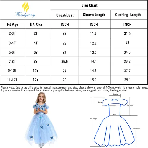 Vista 6 de Familycrazy Princess Dresses for Girls Cinderella Costume Toddler Halloween Christmas Cosplay Butterfly Fairy Fancy Dress