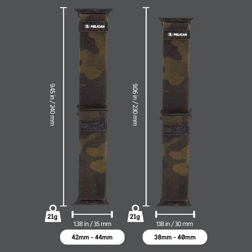Vista 6 de Case-Mate Pelican Protector Series - Correa de reloj para Apple Watch Series 1/2/3/4/5-1.496-1.575 in - Verde camuflaje (PP043404)