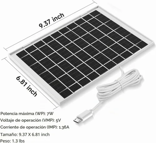 Vista 4 de Paquete de 2 cargadores de panel solar de 5 V 7 W compatibles con Arlo Essential 2K para exteriores de 2ª generación, cámara Arlo Essential XL de 2ª