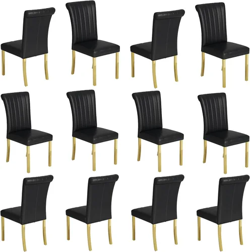 Vista 15 de Asday Upholstered Dining Chairs Set of 2, High Back Fabric Chairs, Beige Linen Fabric, High Back, Black Metal Legs