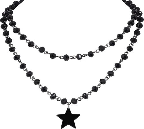 Vista 8 de Sacina Layered Black Beaded Choker, Goth Gothic Emo Punk Grunge Necklace