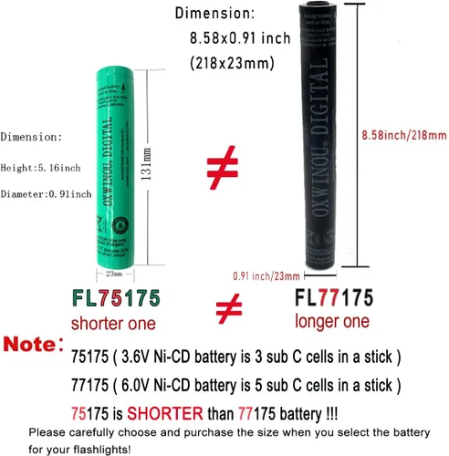 Vista 5 de XUNTU Batería de 3.6 V 1800 mAh 75175 compatible con Streamlight Stinger DS LED HP XT 75175 75375 75813 75810 PolyStinger Pelican M9 FL126 linterna