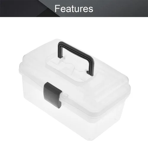 Vista 6 de Utoolmart - Caja organizadora, de plástico ABS, con divisores multiusos, transportable, con mango, para almacenamiento, bandeja extraíble, 1 pieza