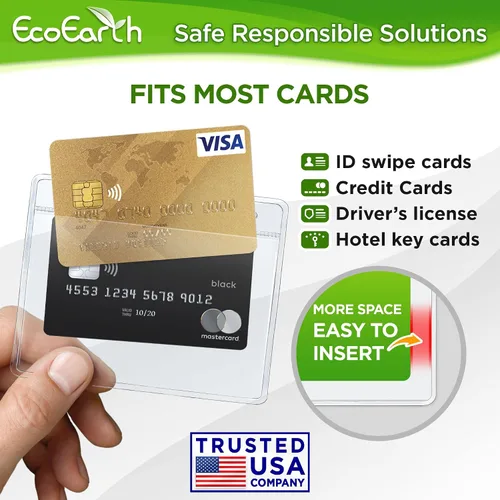 Vista 5 de EcoEarth Protector de tarjetas horizontal con borde suave (grande 4 x 3, paquete de 10) bolsa de plástico transparente para portatarjetas
