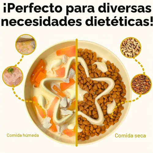 Vista 5 de Cuenco de alimentación lenta para gatos, de melamina, apto para bigotes, para comer lentamente, alimentos húmedos y secos, apto para lavavajillas