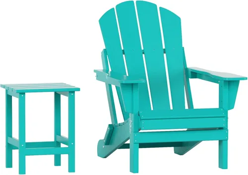 Vista 30 de WO Home Furniture - Juego de 3 sillas plegables para exteriores, mesa auxiliar, resistente a la intemperie y a los rayos UV, para césped, jardín