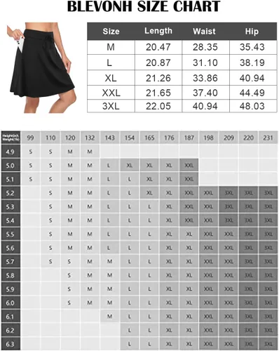 Vista 6 de BLEVONH Falda de golf para mujer de 20 pulgadas hasta la rodilla, faldas de tenis con cordón en la cintura con bolsillos