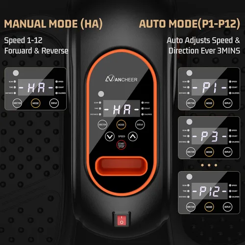Vista 5 de ANCHEER Máquina elíptica para debajo del escritorio, ejercitador elíptico eléctrico de piernas para personas mayores con 12 velocidades y control