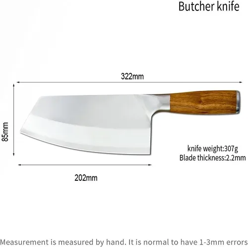 Vista 2 de Cuchillo de chef de acero inoxidable de 8 pulgadas, cuchillo de chef de damasco serbio, cuchillo de rebanar carnicero serbio para carne
