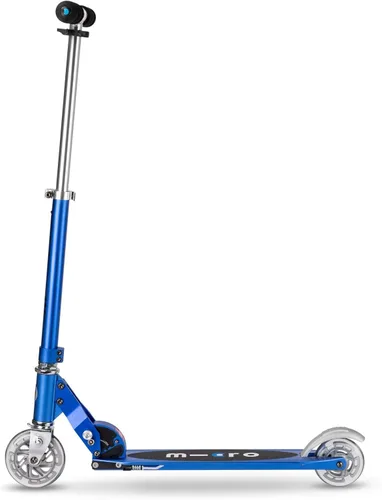 Vista 3 de Micro Kickboard Sprite 2-Wheel Foldable Kids Scooter, Ages 6+, Up to 220lbs Compact Foldable Design for Travel & Storage, Adjustable T-Bar Azul