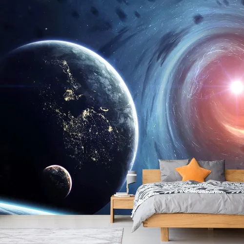 Vista 36 de NWT Calcomanía removible para pared, diseño de nube galáctica, estrella, nebulosa, fantasía, ciencia ficción, astronomía y arte espacial, arte