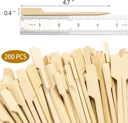 Vista 2 de 200 pinchos de bambú de 4.7 pulgadas para aperitivos, palillos de madera para cócteles, aperitivos, bocadillos de frutas, sándwich, aperitivos