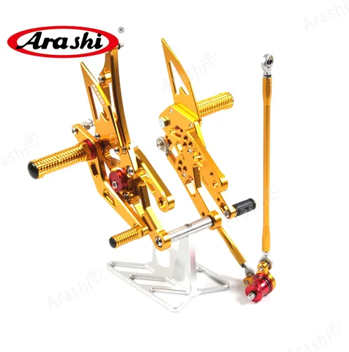Vista 3 de Arashi (Versión 2.0) Estribos traseros ajustables para Honda CBR1000RR 2004-2007 / CBR600RR 2003-2005 2006 Accesorios para motocicleta Piezas de Oro