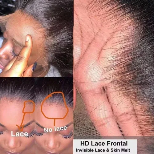 Vista 6 de Match All Skin Blunt Cut Bob Glueless Lace Wig Pre Plucked Natural Baby Hair Short Bob Bone Straight 13X4 HD Invisible Lace Wig Braizilian Human