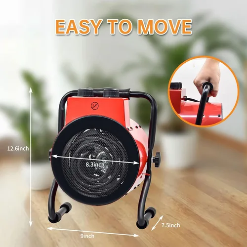Vista 5 de Calentador eléctrico de invernadero con control de termostato digital, ventilador portátil para casa verde, tienda de cultivo, sala de flores