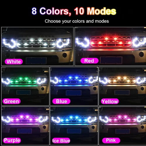 Vista 3 de 4 luces estroboscópicas LED RGB inalámbricas con control remoto, 8 colores, 10 modos, recargable por USB, impermeable, anticolisión, luz