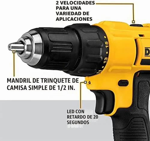 Vista 2 de DEWALT - Kit de taladro inalámbrico máximo de 20 V, compacto, 1/2 pulgada con juego de brocas de titanio, punto piloto, 21 piezas (DCD771C2 y DW1361)