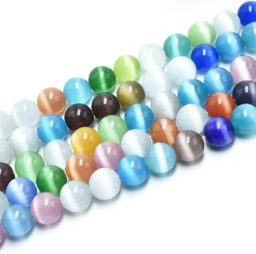 Vista 11 de Cuentas de Ojo de Gato Negro, Redondas de 6 mm, Piedras Preciosas Semipreciosas Sueltas para Fabricación de Joyas (63-66 piezas/cadena)