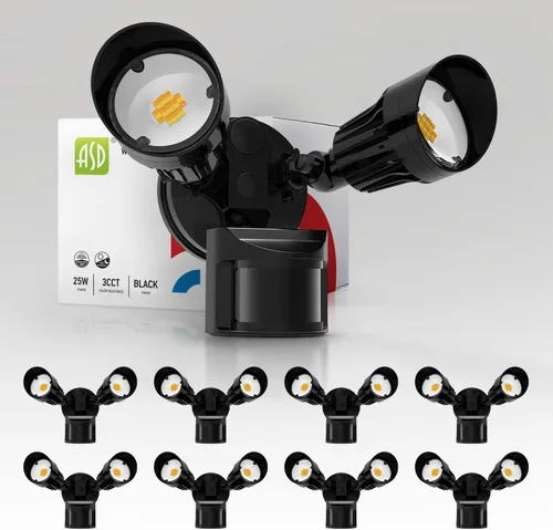 Vista 9 de ASD Luz LED de seguridad para exteriores de 25 W, 2500 lm, luz de inundación con sensor de movimiento, 3000 K/4000 K/5000 K, IP65 impermeable