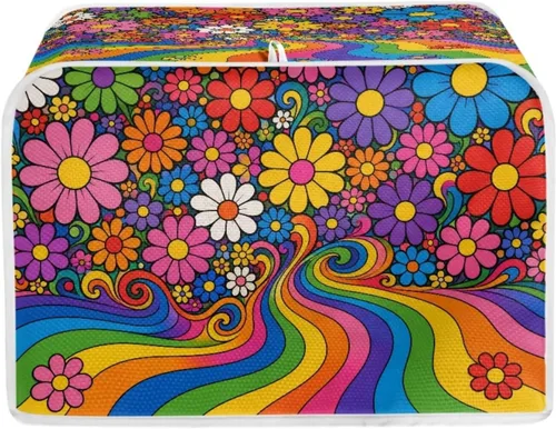 Vista 52 de Tostadora de 2 rebanadas con estampado de mandala bohemio, cubierta a prueba de polvo con protección de huellas dactilares Pata de mandala boho