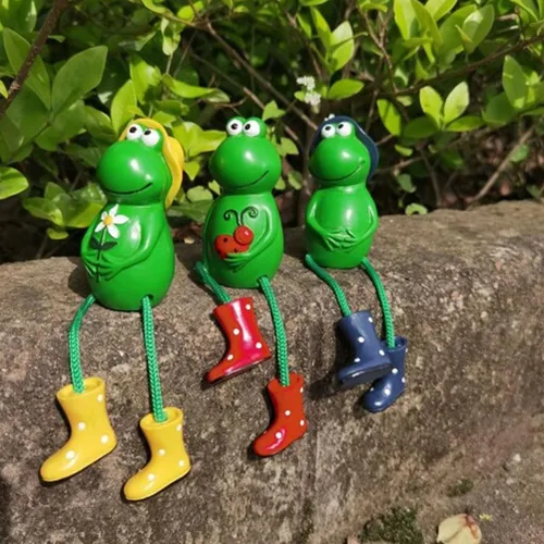 Vista 8 de ARTIBETTER Figuras en miniatura de rana para decoración del hogar, 3 piezas, figuras de rana, estantes con patas colgantes, estatua de rana, adorno
