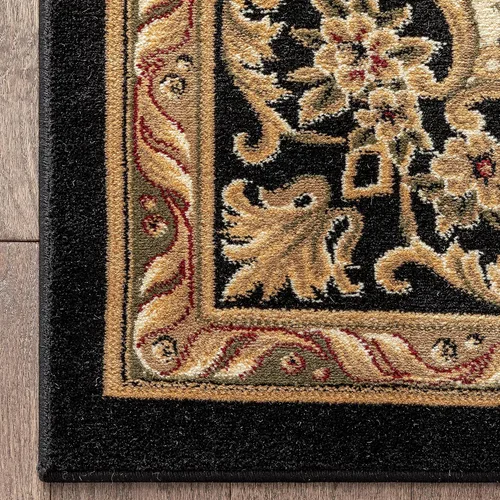 Vista 7 de Alfombra de pastoral con medallón de tejido suave y grueso, estilo europeo, con diseño floral y tradicional, fácil de limpiar, moderna, clásica