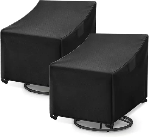 Vista 11 de WLEAFJ Fundas Impermeables para Sillas de Exterior, Fundas Negras para Muebles de Patio y Césped, Funda de Asiento Profundo para Sillón de Patio