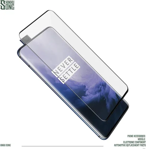 Vista 5 de Paquete de 3 protectores de pantalla para One-Plus 7 Pro, antiarañazos, dureza 9H, cobertura completa para One-Plus 7 Pro Black Bordes de seda
