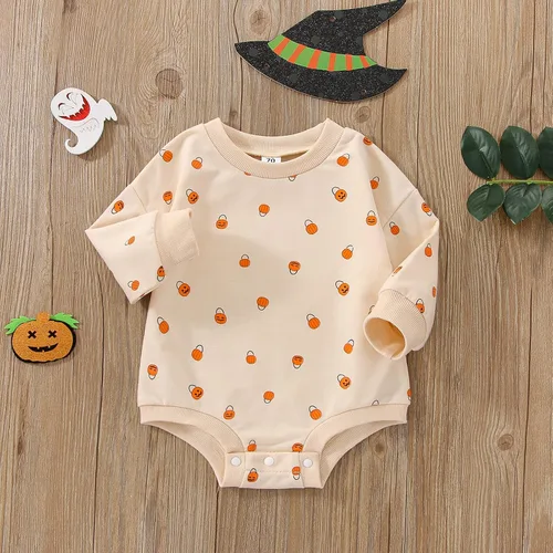 Vista 22 de Sudadera de calabaza para bebé, niña, niño, Halloween, sudadera de gran tamaño, mameluco de burbujas, suéter