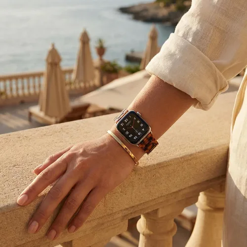 Vista 6 de Correas de resina compatibles con Apple Watch de 1.496 in 1.575 in 1.614 in 1.654 in 1.732 in 1.772 in, Barcelet de resina ligera con hebilla