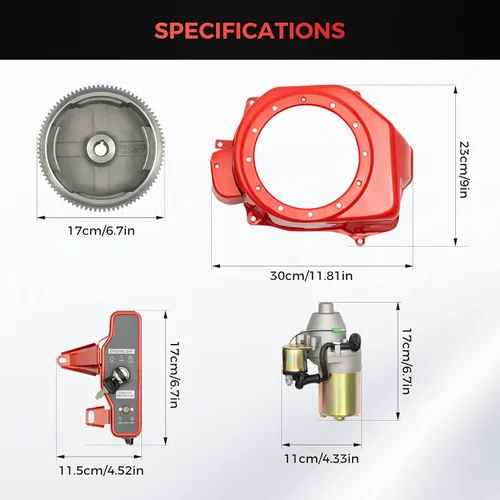 Vista 8 de Kit de conversión de arranque eléctrico para motor GX160/GX200 - Motor de arranque de 12 V, volante e interruptor de llave Kit de motor