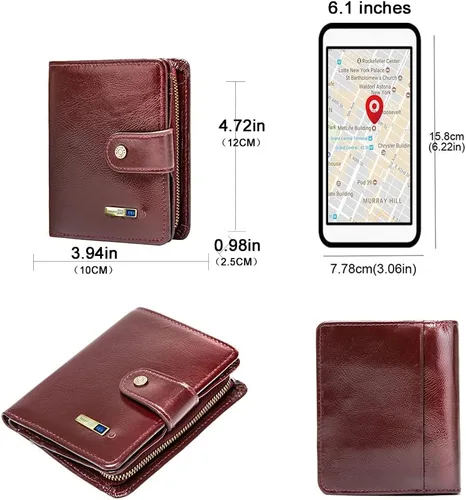 Vista 8 de Anti-perdida Bluetooth Carteras Tracker Billetera Posición Registro Vía Teléfono GPS Carteras Para Hombre Billeteras Bifold Cuero
