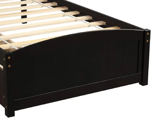 Vista 6 de Base de cama de almacenamiento individual, plataforma de madera con dos cajones y cabecero, plataforma de cama de fácil montaje (espresso)