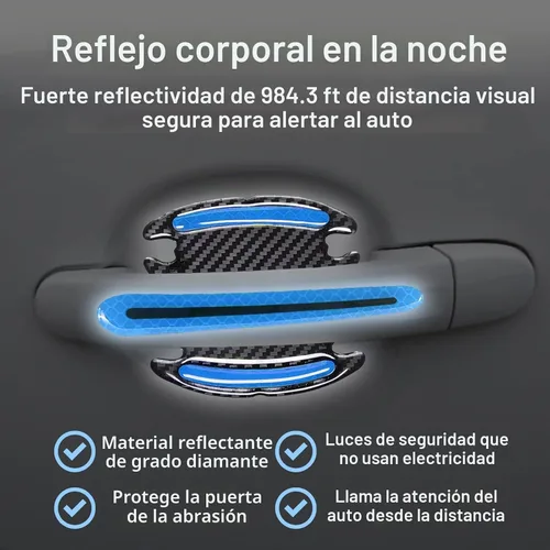 Vista 5 de 8 protectores 3D para manija de puerta de automóvil, calcomanías reflectantes a rayas antiarañazos, protector universal adecuado para automóviles
