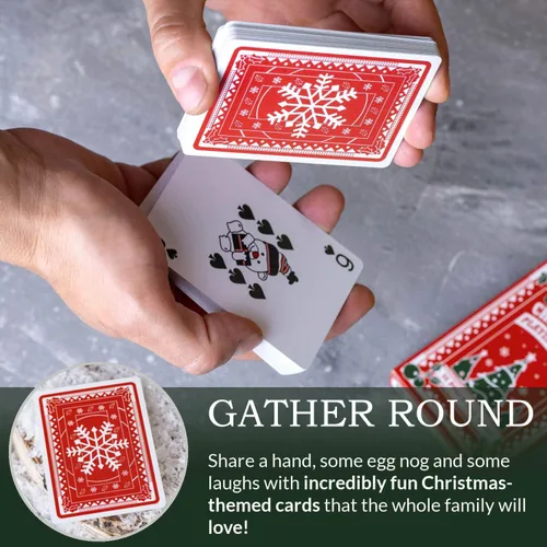 Vista 3 de Naipes de Navidad, bonitos diseños para diversión familiar con libro electrónico de juegos de cartas gratis. Gran regalo de relleno de calcetines