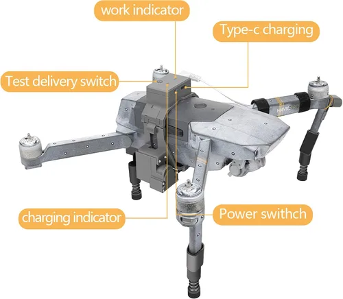 Vista 5 de Hanatora Dispositivo de caída de liberación de aire de carga útil de doble caída para dron DJI Mavic Pro, sistema cuentagotas de transporte con clip