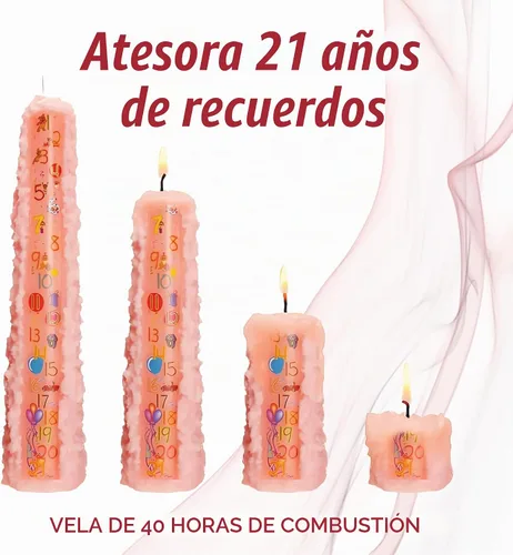 Vista 3 de Biedermann & Sons Vela de pilar numerada de cumpleaños de 1 a 21 (rosa bebé), redonda de 15 pulgadas, cera de parafina sin perfume, aproximadamente