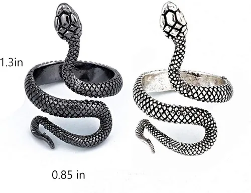 Vista 6 de Anillo largo tiantian serpiente para mujer Animal Punk Vintage Anillos ajustables plata serpiente anillos