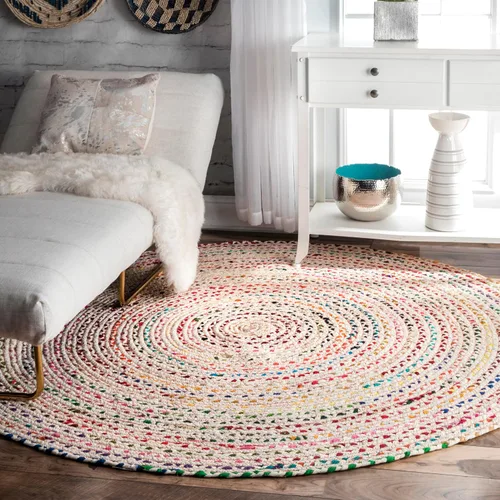 Vista 18 de nuLOOM Tammara - Alfombra bohemia trenzada a mano, algodón, hecha a mano, ecológica, colorida, roja, azul, rosa, amarillo Nuloom Tammara Ombre 2