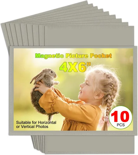 Vista 38 de CHUNNIAO Paquete de 24 imanes de fotos para refrigerador, más solución para mostrar tus fotos, 12 marcos de fotos para refrigerador y 12 hojas