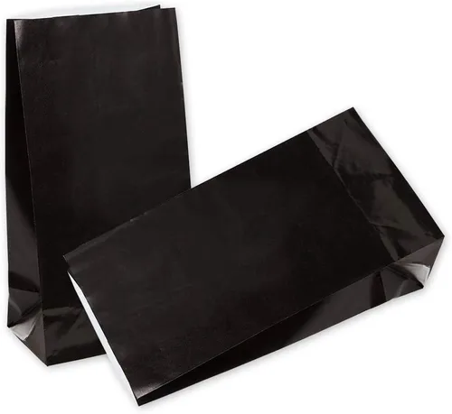 Vista 15 de Bolsas de papel negras mini KEYYOOMY, bolsas negras de fiesta para regalos, pequeña bolsa de papel para favores de fiesta, bolsa de papel