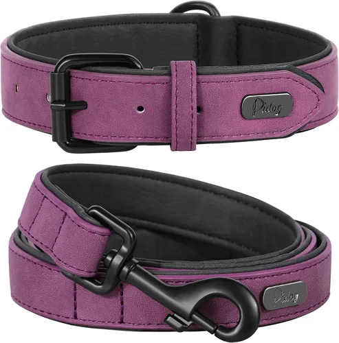Vista 19 de Didog Collar de Perro de Cuero PU Suave Acolchado, Transpirable y Ajustable Collares para Perros Pequeños, Cómodo para Caminata Diaria, Azul, M