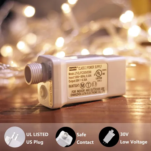 Vista 2 de Transformador de bajo voltaje de 30 V, controlador LED clase 2, fuente de alimentación IP44 impermeable, enchufe de EE. UU. para cadena de luces